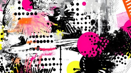 Aufkleber - Abstract vibrant multicolored textured splatter paint graphic design background with dynamic fluid motions expressive brushstrokes and chaotic splattering effects