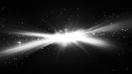 Wall Mural - white light effect in black background, stars, and cosmic dust.
