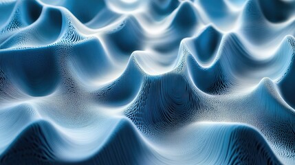 Poster - Abstract 3D Wave Pattern Design in Cool Blue Tones, Conveying Fluid Motion, Depth, and Texture for Modern Graphic Projects and Backgrounds