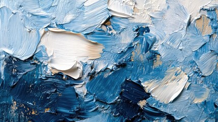 Poster - Abstract Texture of Blue Paint with Thick Brushstrokes, Vivid Ocean-Inspired Palette, Emphasizing Light and Dark Tones for Artistic Interpretations, Modern Artwork, and Unique Decor