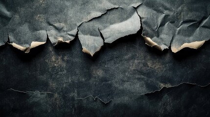 Poster - Grungy Textured Background with Torn Edges of Dark Paper in a Contrast of Light and Shadow for Creative and Artistic Projects