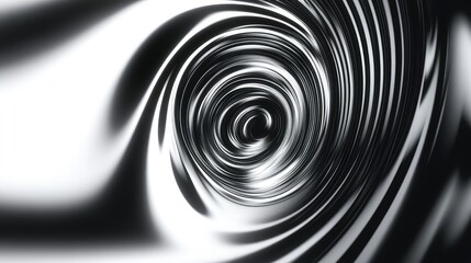 Poster - Abstract Black and White Spiral Design Creating a Sense of Depth and Motion with Smooth Curves and Flowing Patterns Suitable for Backgrounds and Textures