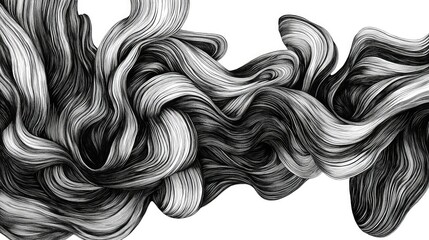 Poster - Abstract Black and White Flowing Lines Depicting Smooth Waves and Organic Forms in Artistic Style, Perfect for Contemporary Design and Background Use