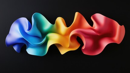 Poster - Vibrant Wave of Colorful Fluid Shapes Flowing Gracefully on a Dark Background, Showcasing Smooth Textures and Dynamic Motion for Artistic Inspiration