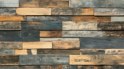 Poster - Rustic Wooden Wall Panels with Varied Textures and Colors, Perfect for Interior Design, Home Decor, or Creative Backgrounds in Photography Projects