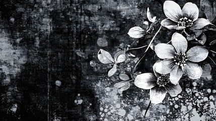 Poster - Delicate floral blooms in a captivating monochrome palette creating an and ethereal botanical backdrop that evokes a sense of timeless beauty serenity and introspection