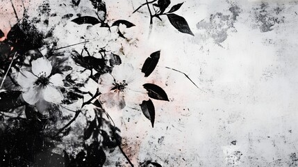 Poster - Delicate floral blossoms with soft petals in a serene and ethereal monochrome atmosphere creating a peaceful and romantic botanical background