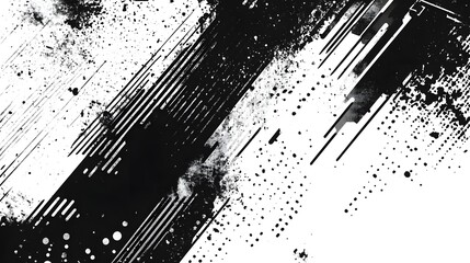 Poster - Dramatic abstract monochrome painting with fluid expressive brush strokes chaotic paint splashes and splatters and a textured grungy visual effect  The image has a modern contemporary