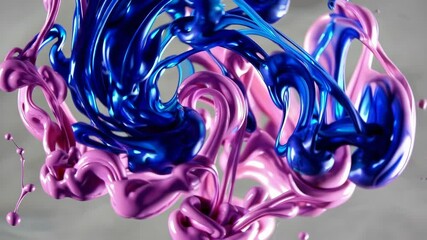 Aufkleber - Abstract swirl of blue and pink liquid, dynamic motion. Creative art and design concept