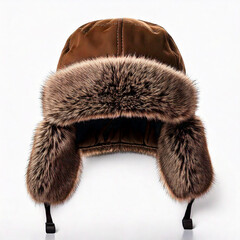 ushanka fur hat isolated on white background