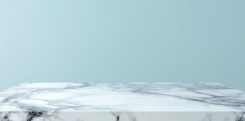 Wall Mural - Marble table top with a light blue background