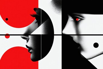 Poster - Dual identity exploration abstract art digital modern concept close-up view identity and perception