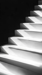 Poster - Dynamic play of light and shadow on stairs modern architecture black and white indoor environment perspective