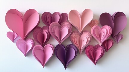 Poster - Layered paper hearts in various shades of pink, creating a 3D effect.