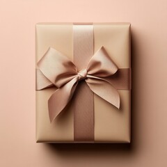 Wall Mural - Elegant gift box with ribbon on soft pastel background