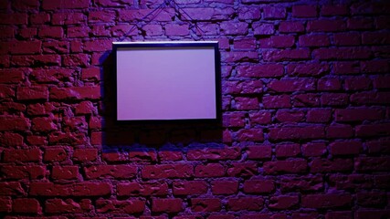 Aufkleber - Frame on a brick wall with colorful lighting, abstract art concept