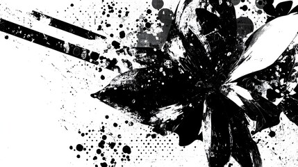 Leinwandbilder - Striking abstract monochrome design featuring a dramatic ink explosion with fluid dynamic splatter textures and a captivating experimental visual style
