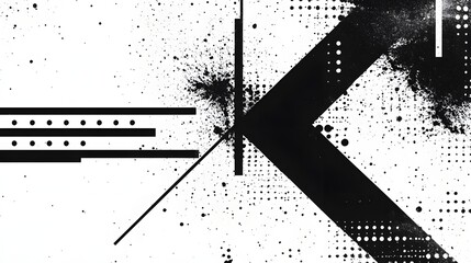 Poster - Striking geometric abstract composition featuring dynamic monochrome shapes lines and patterns creating a captivating modern and visually striking design  The abstract artwork showcases a bold