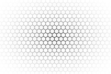 Poster - Abstract black and white background consisting of hexagons. Halftone background. Gradient illustration. Soccer,football concept wallpaper.
