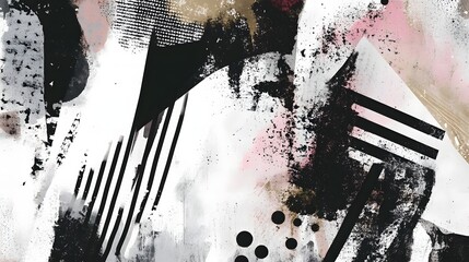 Poster - Vibrant Abstract Expressionistic Painting with Chaotic Ink Splatters and Textured Grunge Layers   A bold dynamic