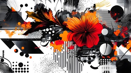 Poster - Vibrant Abstract Explosion of Geometric Shapes Intersecting Patterns and Vivid Colors Creating a Dynamic Energetic and Captivating Visual Experience
