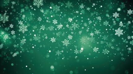 Poster - A Beautiful Chaos of Falling Snowflakes on a Gentle Green Background Evokes Winter Magic and Seasonal Joy for Creative Design Projects