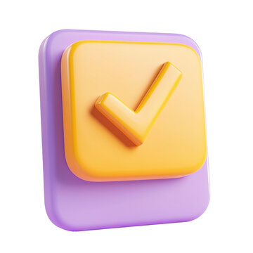 check mark icon right correct approval validation tick, 3d design, transparent background, png