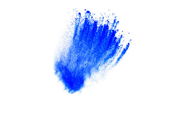Wall Mural - blue explosion of powdery blue paint. the blue paint is scattered in the air, creating a sense of mo