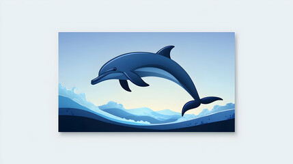 Wall Mural - dolphin leaping ocean sunrise; peaceful marine wildlife scene; website banner