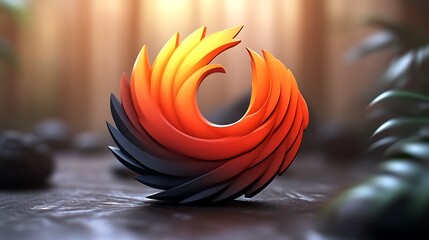 Poster - Abstract 3D Render of a Circular Object with Blending Colors on a Textured Surface