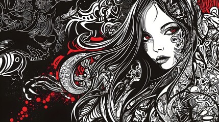 Leinwandbilder - Captivating Goth Fantasy Portrait with Alluring Dark Beauty