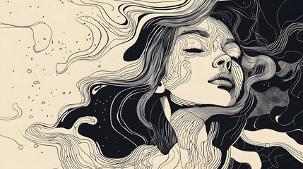 Poster - Captivating Portrait of Ethereal Feminine Essence in Smoky Atmosphere