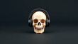 © Nadiyah - Skull wearing headphones, dark background; music concept, album art