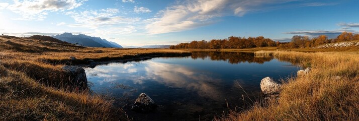 Poster - Triglav National Park, Slovenia, with a peaceful lake reflecting the sky