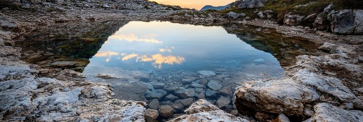 Poster - Triglav National Park, Slovenia, with a peaceful lake reflecting the sky