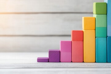 Poster - A minimalist bar graph with one bar towering substantially above the others, drawn in bold, vibrant colors on a clean white canvas