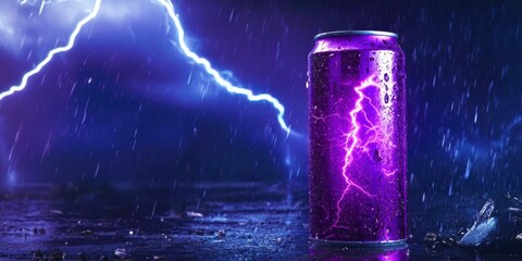 Poster - Purple can is sitting on a wet surface