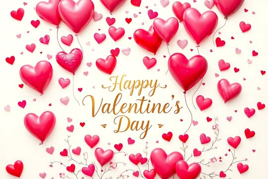 happy valentine day wallpaper with lots of heart shaped hearts Generative AI