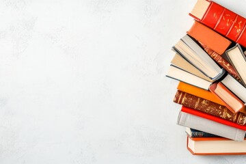 Aufkleber - A minimalist stack of books arranged symmetrically, symbolizing sufficient resources for learning, drawn in soft tones on a clean white background