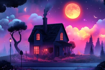 Poster - A pixel art scene of a cozy house being renovated, with a tiny character using tools to paint walls and replace windows, surrounded by bright, colorful details