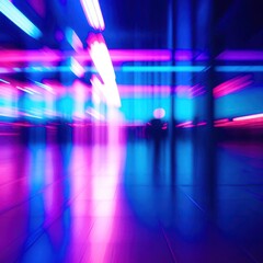 Wall Mural - blurry image of a city street with neon lights