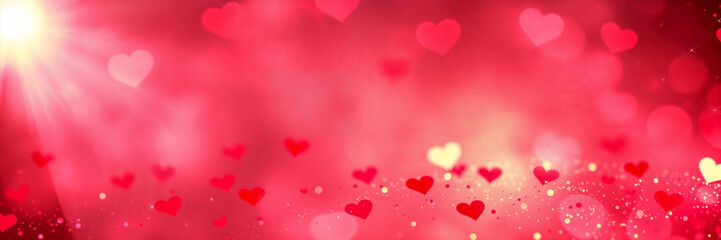 Wall Mural - abstract valentine's day background of bright glitter and hearts