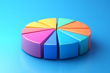 Aufkleber - Colorful 3D pie chart model showcasing data representation and visual analysis tools with vibrant hues