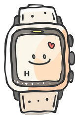 Wall Mural - Happy Smartwatch Design Cute Cartoon Illustration