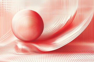 Poster - Dynamic red abstract composition featuring fluid shapes and a spherical element against a textured background