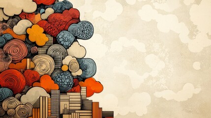 Poster - Colorful Abstract Cloud Design Against Textured Background for Creative Projects and Digital Art
