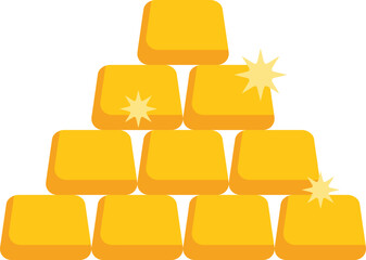 Poster - big pyramid made of gold bars is shining under a white background
