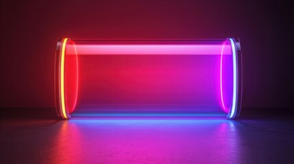 Poster - A glowing, futuristic cylinder with vibrant neon colors, set against a dark background, creating a striking visual effect.