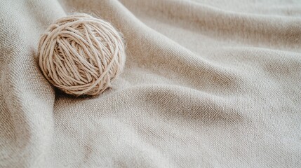 Poster - A ball of yarn sits on a piece of fabric