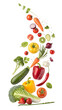 © Supanun - Rainbow of Freshness: A vibrant medley of fresh vegetables and fruits explodes in a cascade of color and flavor, capturing the essence of healthy living and culinary inspiration.